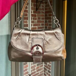 Vintage coach pleated soho metallic leather F17217 shoulder bag y2k retro buckle